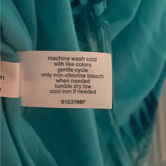 Lane Bryant Teal Maxi Dress Womens Size 22/24 Palm Leaf Ruffled Tie Waist Beach - Picture 7 of 10